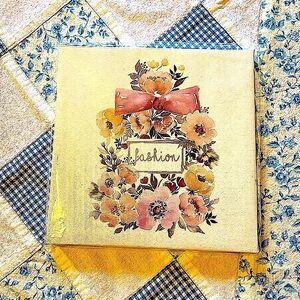 Canvas Art Fashion Floral Gold White Canvas 9 x 9 Small Space Solutions Dorm NEW